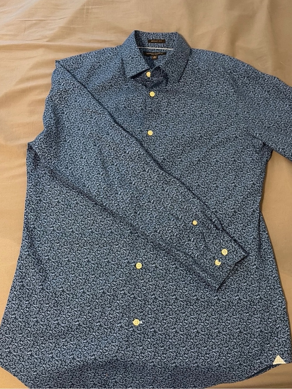 Banana Republic Blue Microprint Long-Sleeve Dress Shirt